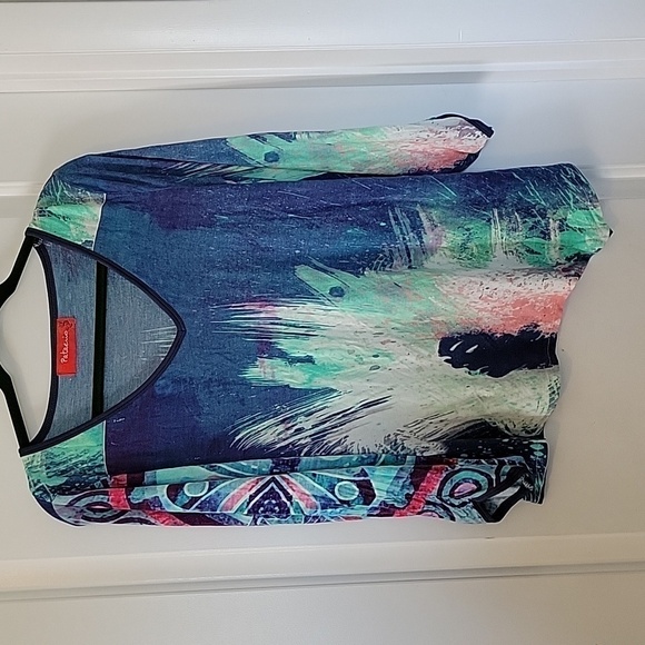 PATAERIO Watercolor Tie dye Slant Hemline Shirt Large preowned - Picture 6 of 11